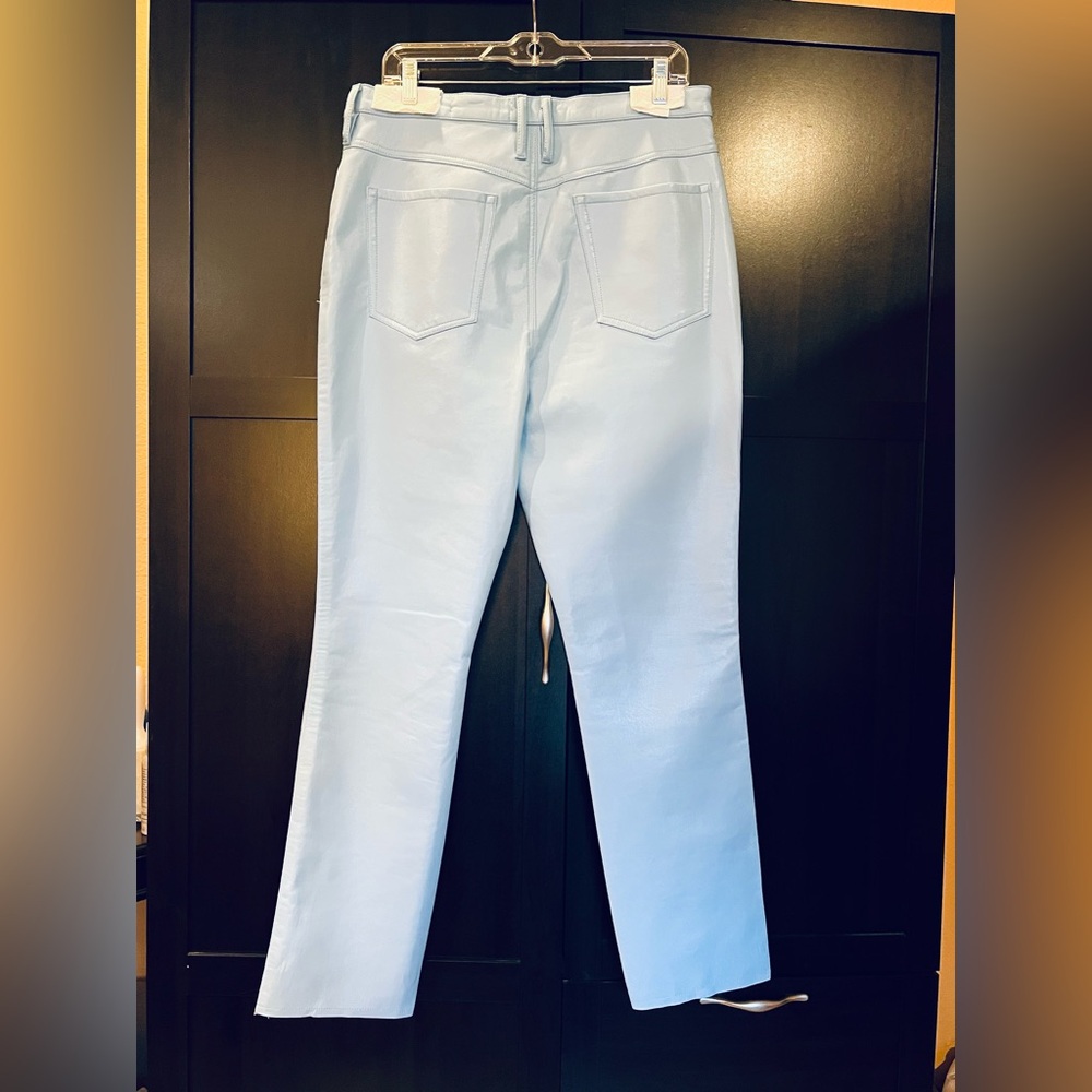 FRAME faux leather Le High N Tight straight-leg pants. Baby blue. Sz 31. NWT - Picture 7 of 15